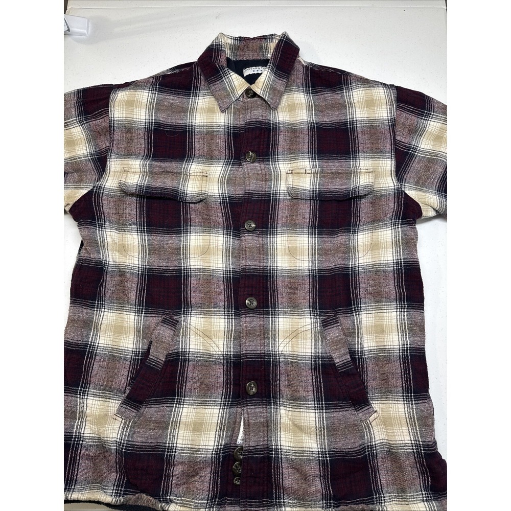 Covington Mens Shirt Jacket Shacket Medium Fleece Lined Plaid soft heavy warm